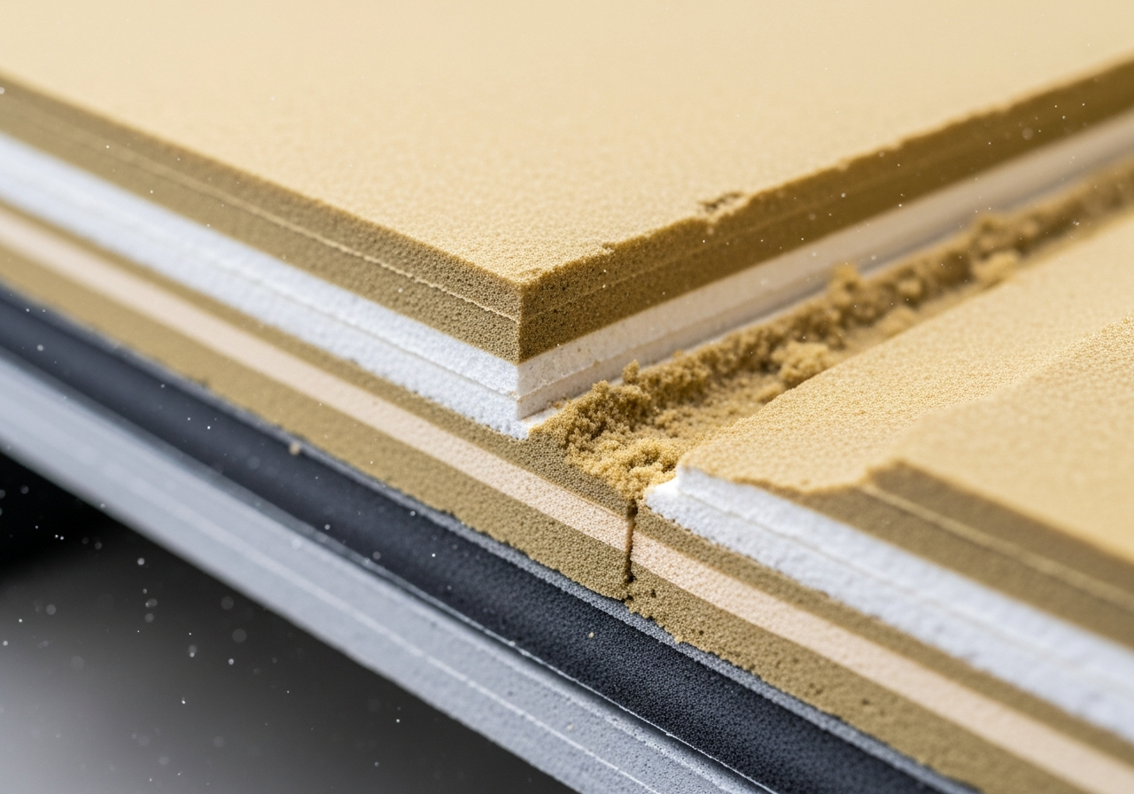 Close-up detail of dry ice blasting for foam removal installation