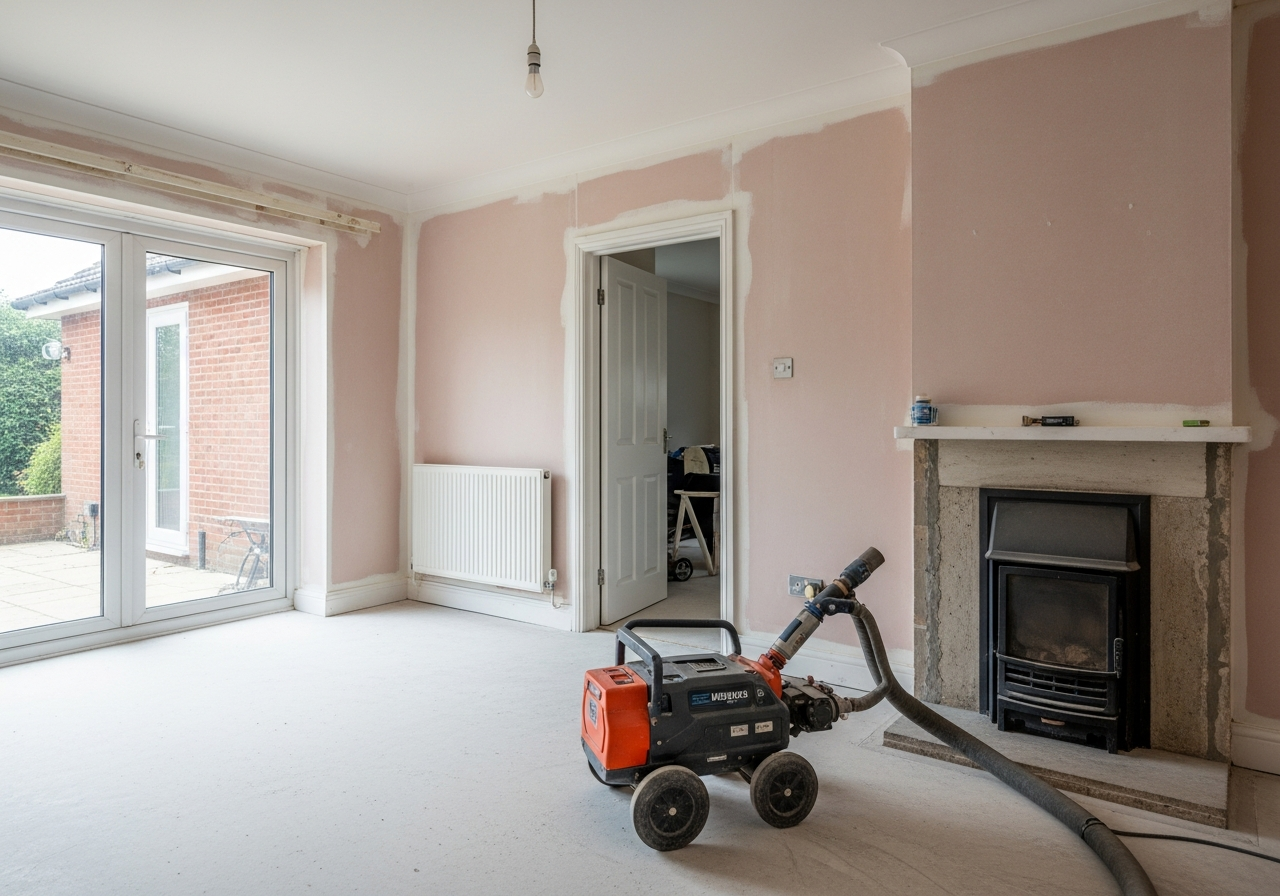 Completed dry ice blasting for foam removal result in a Greater Manchester home
