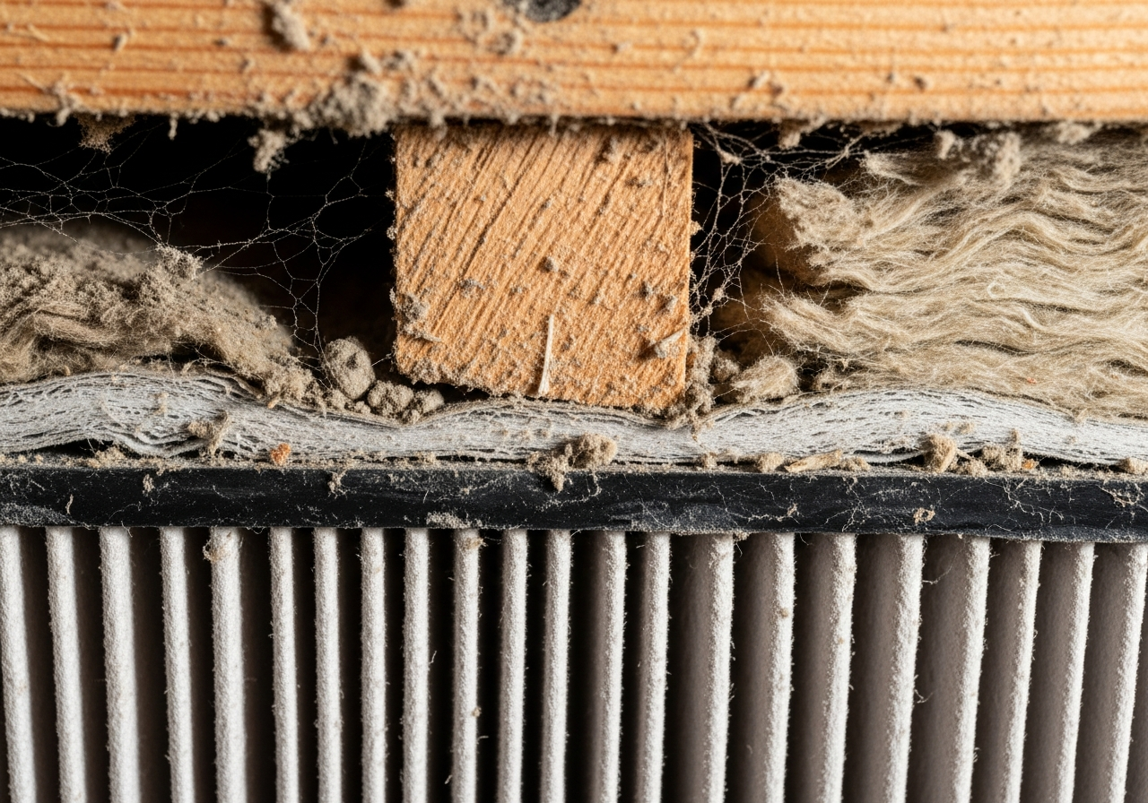 Close-up detail of loft HEPA vacuum cleaning installation