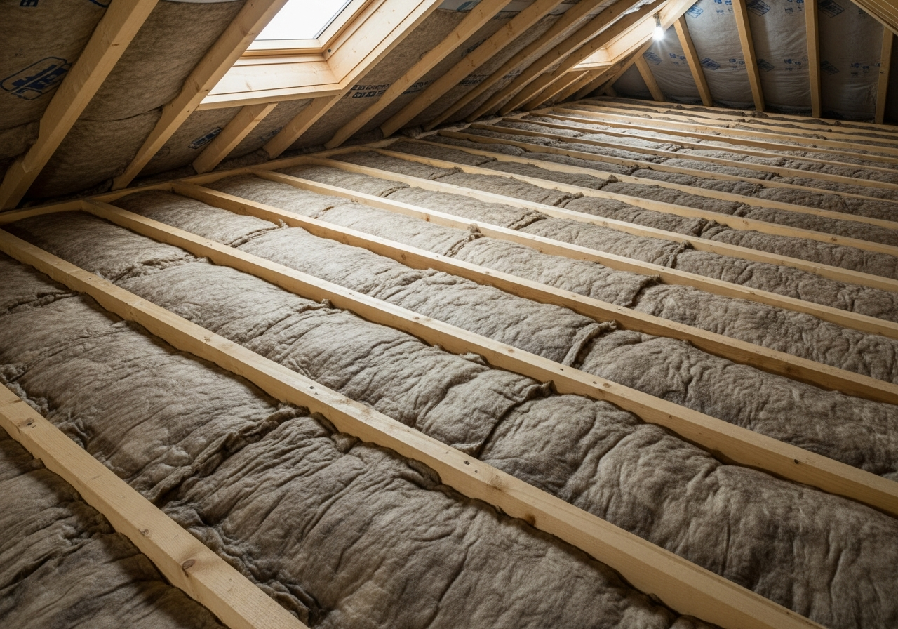 Completed loft joist insulation result in a Greater Manchester home