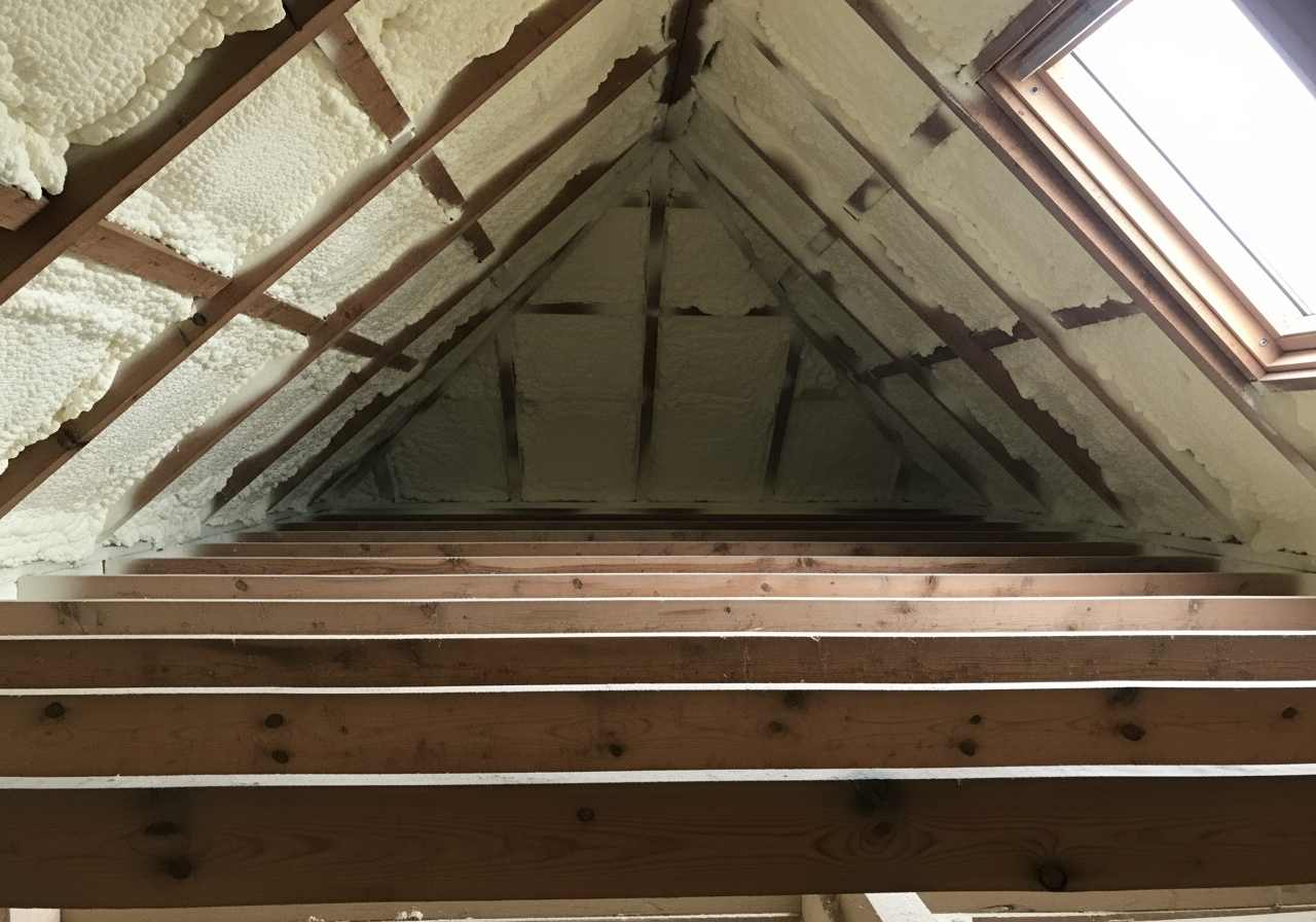 Completed manual spray foam scraping and cleaning result in a Greater Manchester home