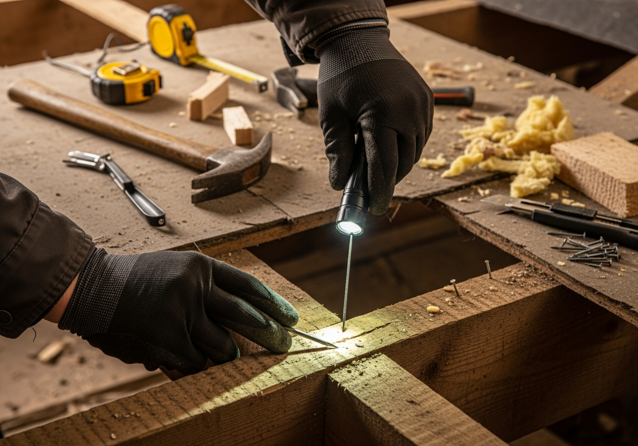 Professional post-removal roof timber inspection process step — Eco Loft Insulation Contractors