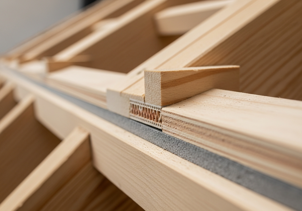 Close-up detail of raised loft boarding for storage installation