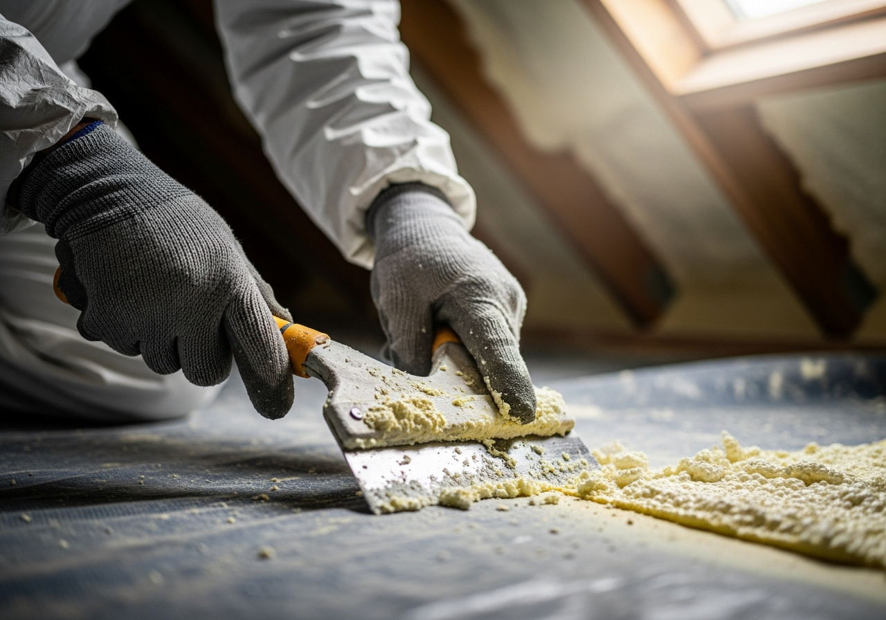 Professional spray foam removal certification process step — Eco Loft Insulation Contractors